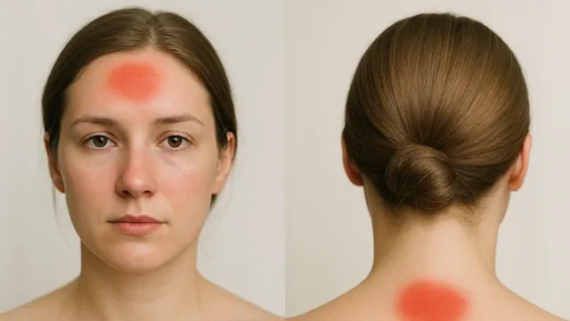 Headaches and muscle spasms (shoulders, neck). TMD